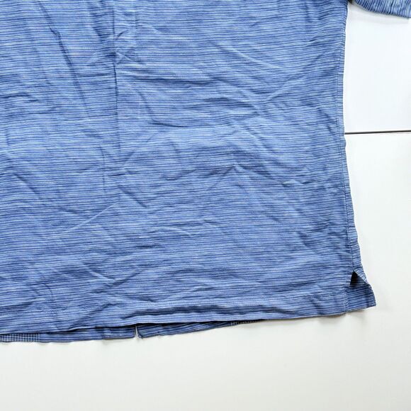 NWOT CUBAVERA Federal Blue Cotton Blend Striped Short Sleeve Button Down Shirt L - Picture 8 of 13